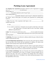Document preview: Parking Lease Agreement Template