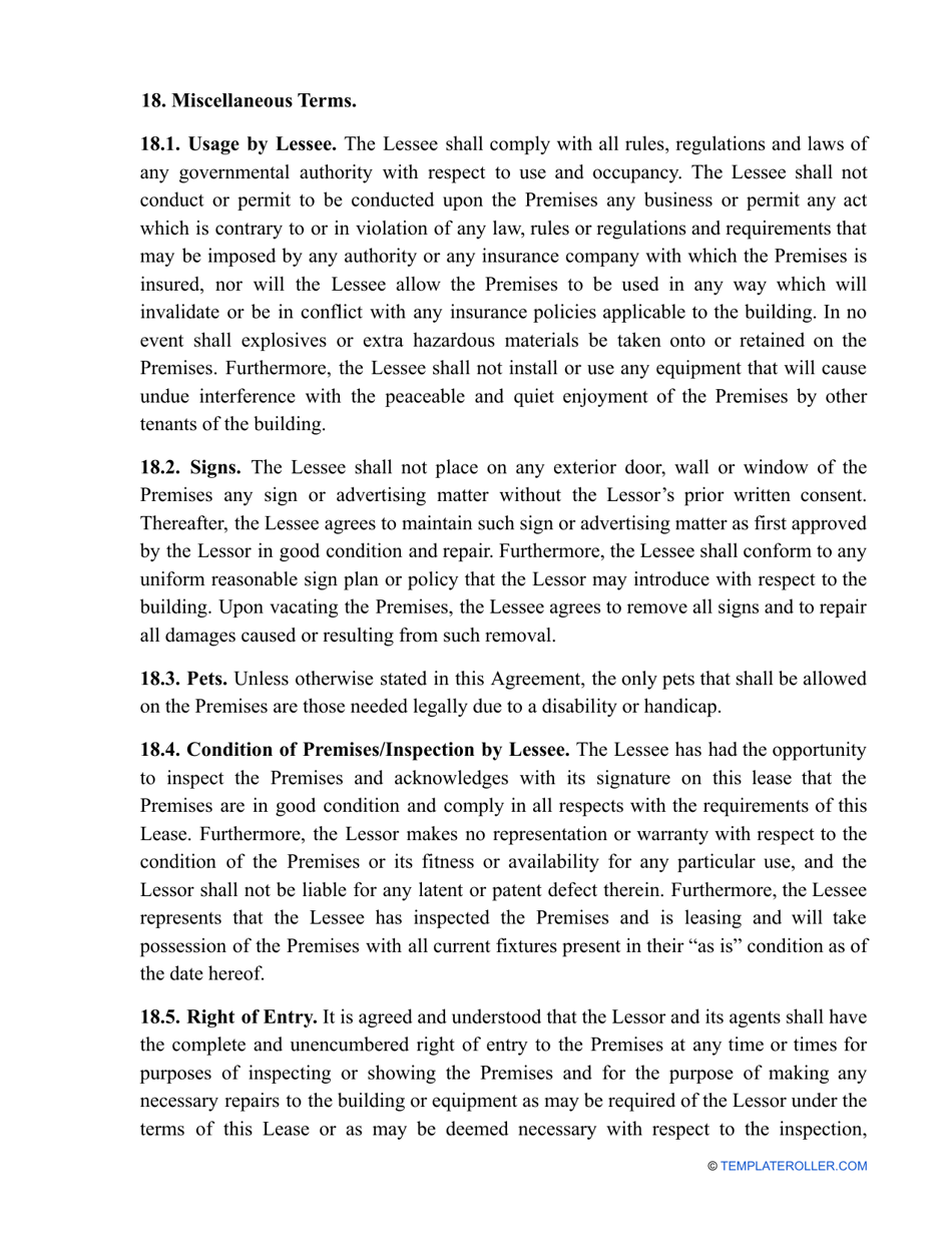 Office Space Lease Agreement Template, Page 10