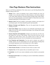 &quot;One-Page Business Plan Template&quot;, Page 3