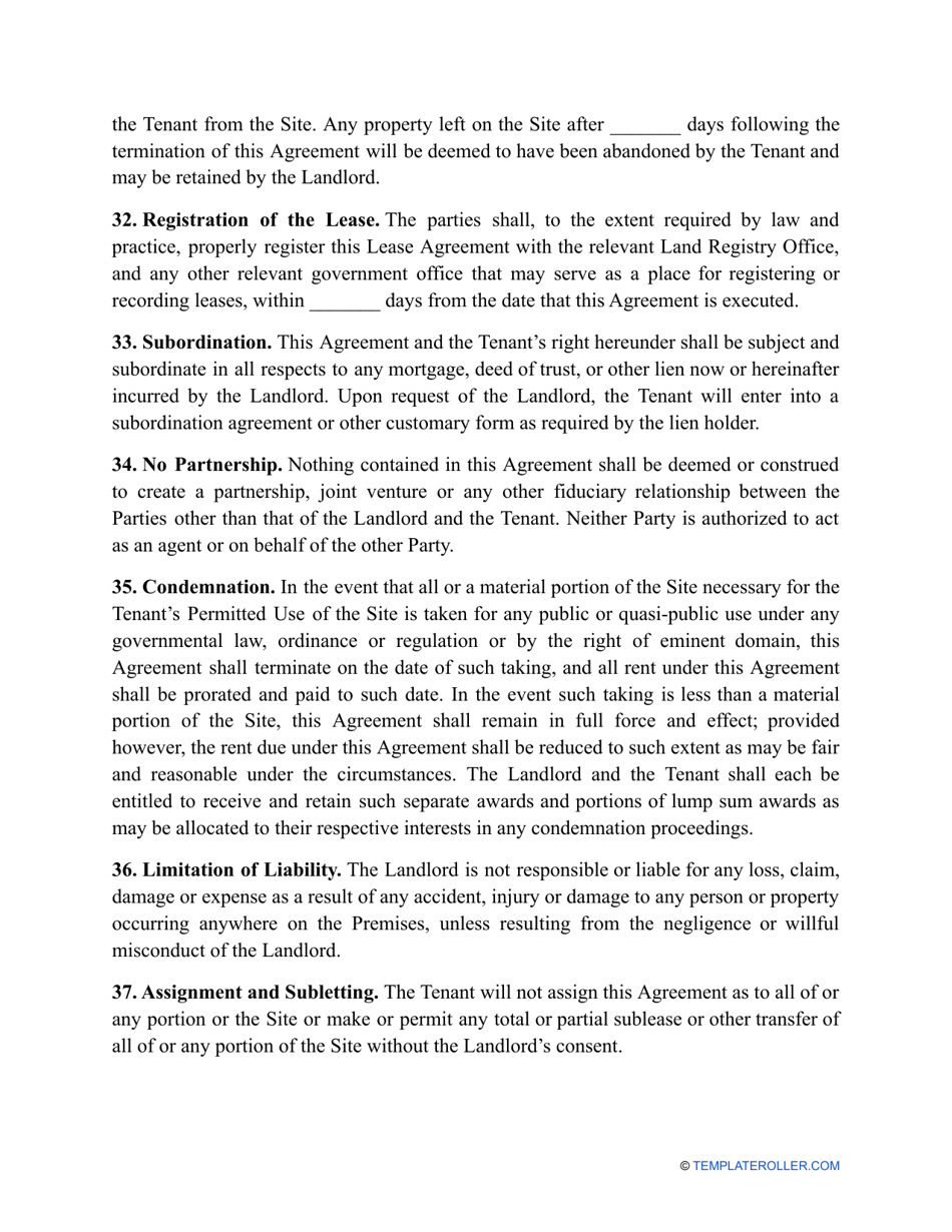 Land Lease Agreement Template - Alabama, Page 8