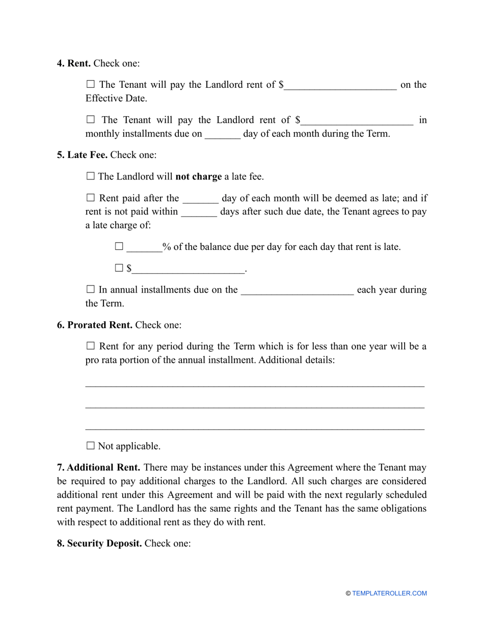 Arizona Land Lease Agreement Template Download Printable PDF