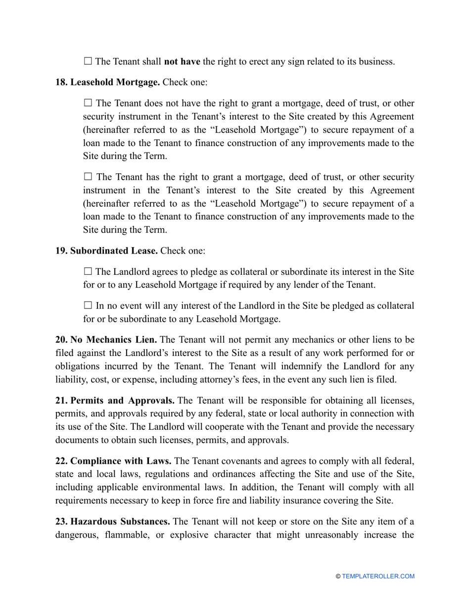 Land Lease Agreement Template - Colorado, Page 5