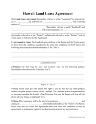 &quot;Land Lease Agreement Template&quot; - Hawaii