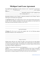 Land Lease Agreement Template - Michigan