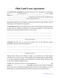 &quot;Land Lease Agreement Template&quot; - Ohio