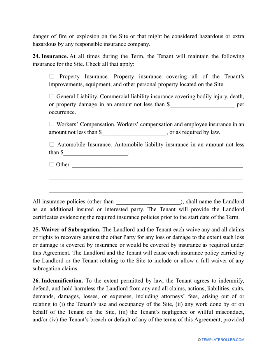 Land Lease Agreement Template - Ohio, Page 6