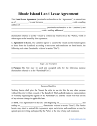 &quot;Land Lease Agreement Template&quot; - Rhode Island