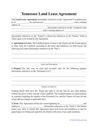 &quot;Land Lease Agreement Template&quot; - Tennessee
