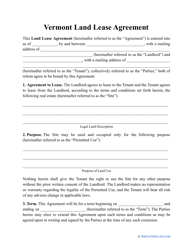 Land Lease Agreement Template - Vermont