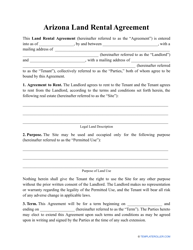 Document preview: Land Rental Agreement Template - Arizona