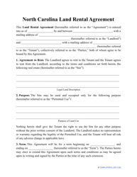 Document preview: Land Rental Agreement Template - North Carolina