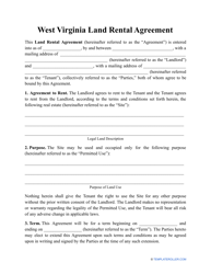 Document preview: Land Rental Agreement Template - West Virginia