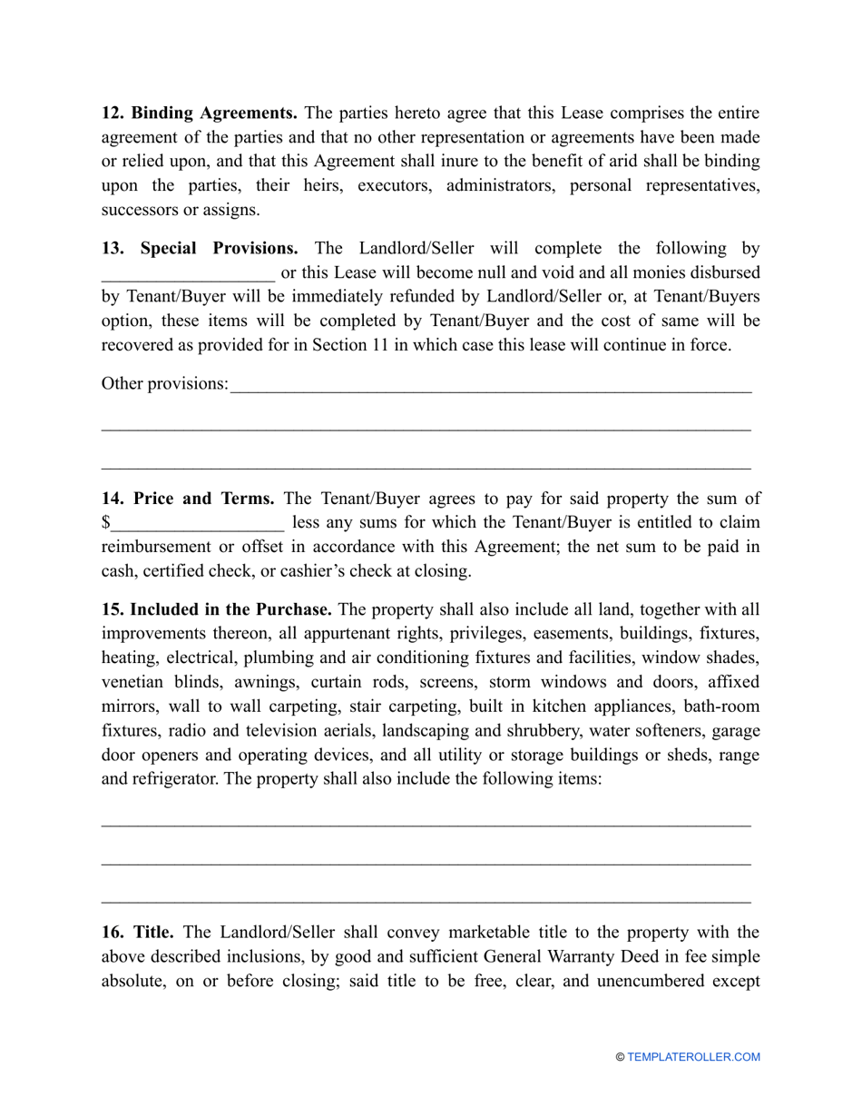 Lease to Own Agreement Template, Page 5