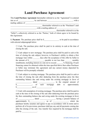 Document preview: Land Purchase Agreement Template