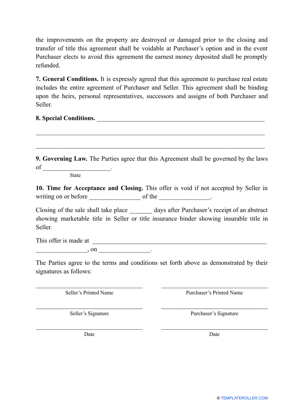 Land Purchase Agreement Template - Fill Out, Sign Online and Download ...