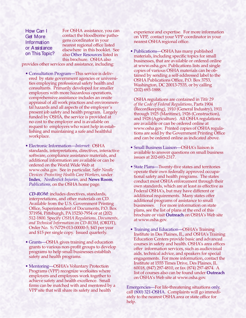 Osha 3161 How to Prevent Needlestick Injuries Answers to Some