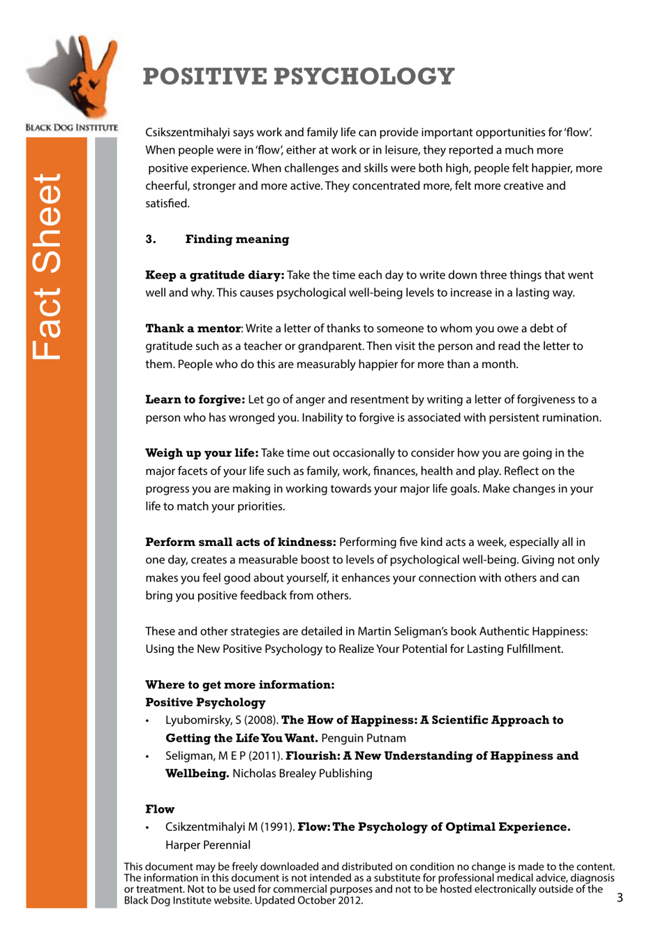 Positive Psychology Fact Sheet - Black Dog Institute, Page 3