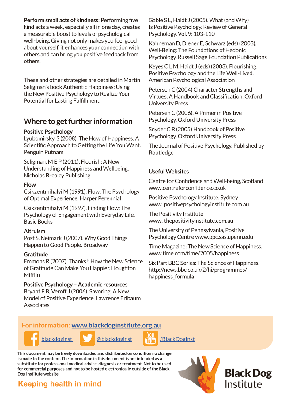 Positive Psychology Fact Sheet - Black Dog Institute, Page 3