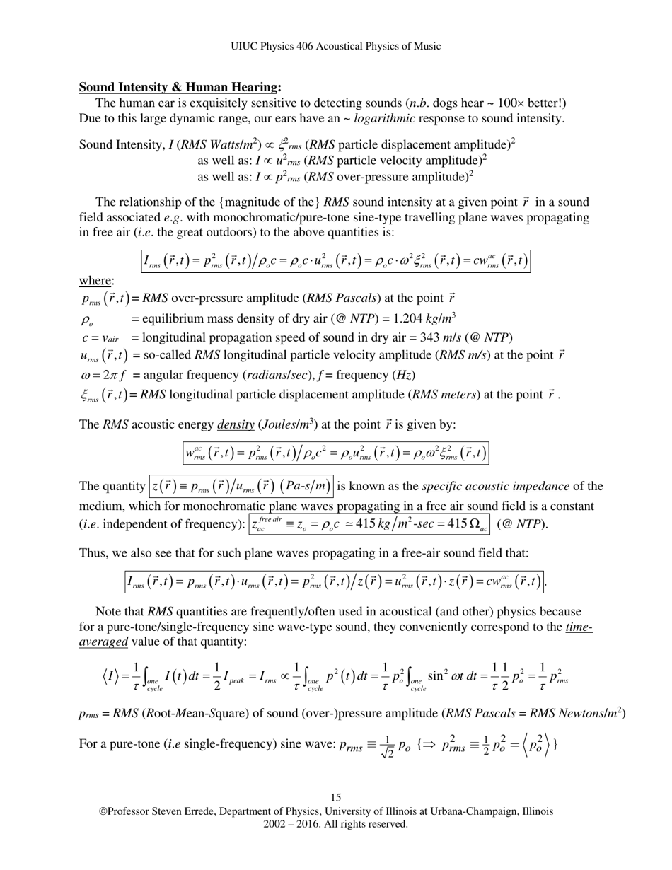 The Human Ear - Hearing, Sound Intensity and Loudness Levels - University of Illinois at Urbana-Champaign, Page 15