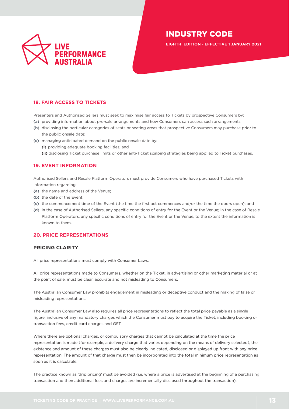 Ticketing Code of Practice - Live Performance Australia, Page 13