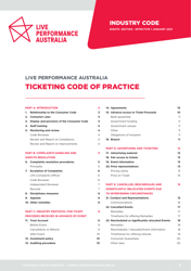 Ticketing Code of Practice - Live Performance Australia