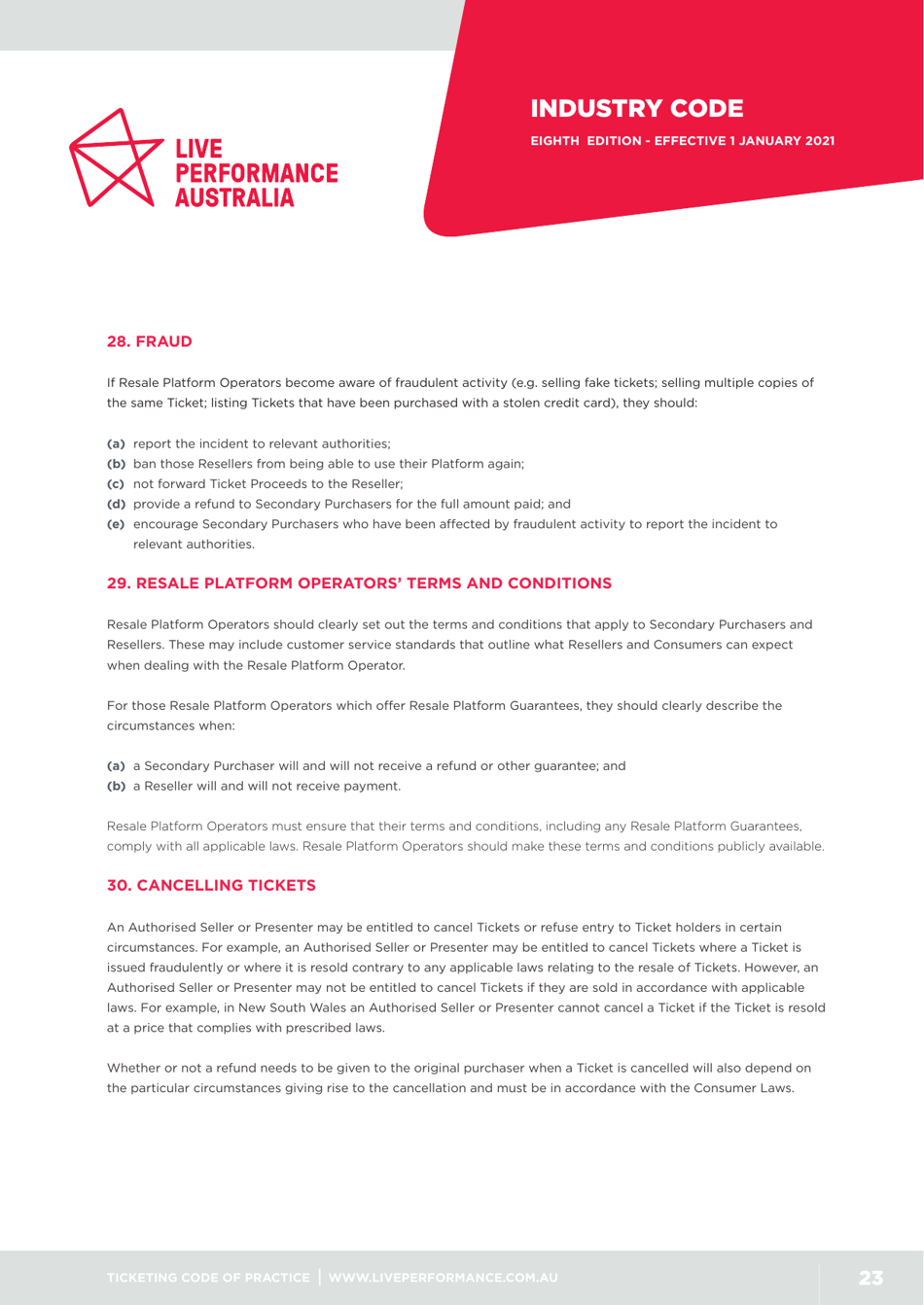 Ticketing Code of Practice - Live Performance Australia, Page 23