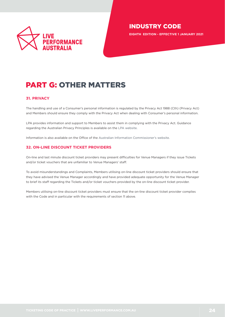Ticketing Code of Practice - Live Performance Australia, Page 24