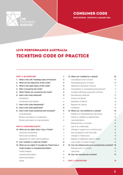 Document preview: Ticketing Code of Practice - Live Performance Australia