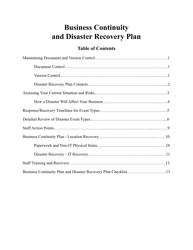 Document preview: Business Continuity and Disaster Recovery Plan Template