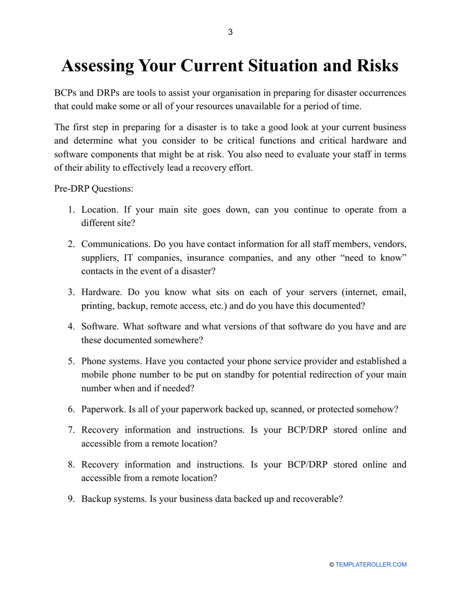 Business Continuity and Disaster Recovery Plan Template, Page 4