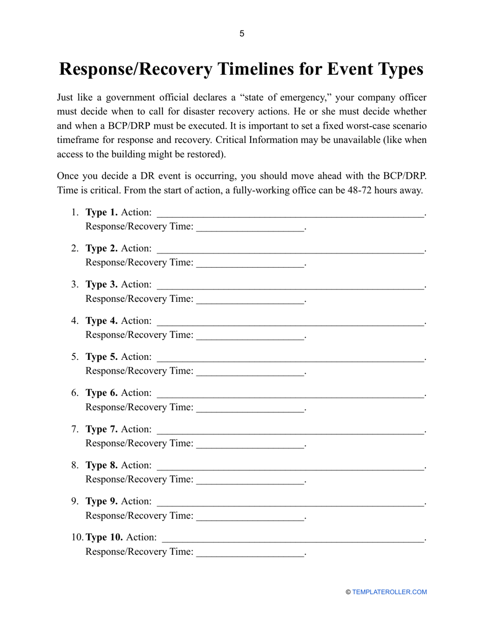 Business Continuity and Disaster Recovery Plan Template - Fill Out