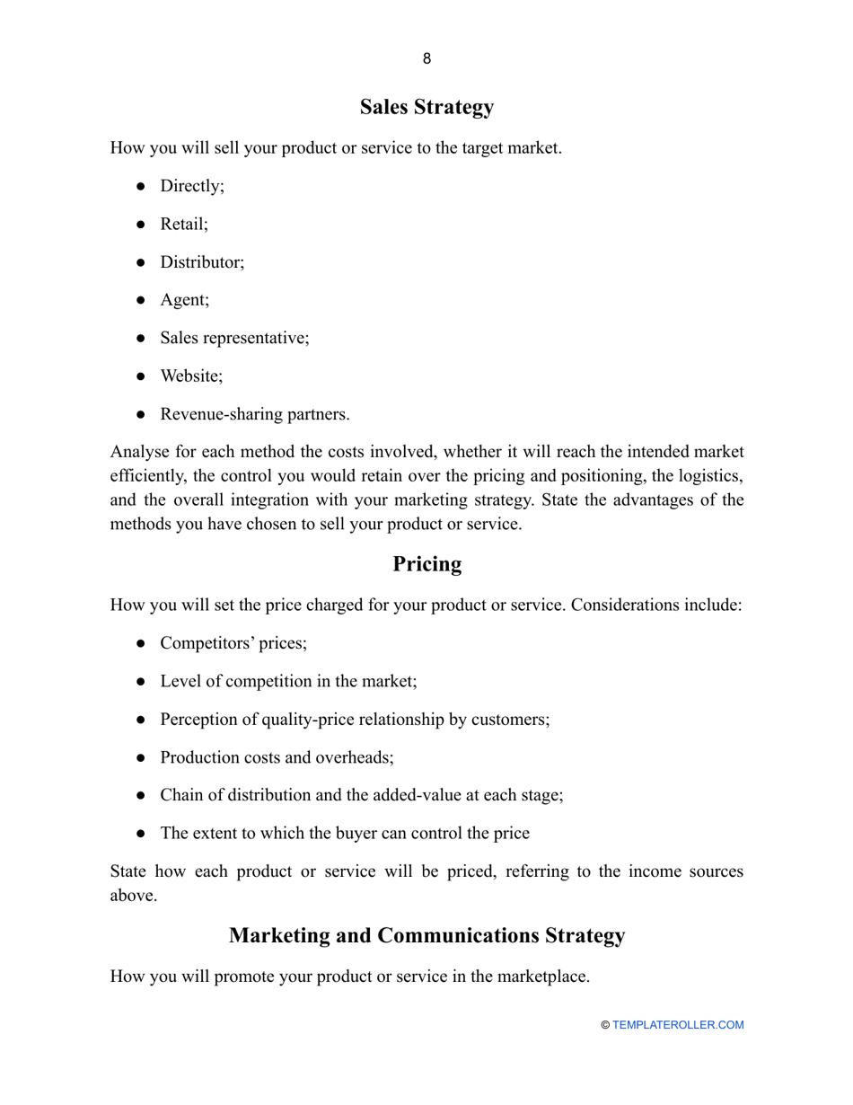 Business Plan Template, Page 10