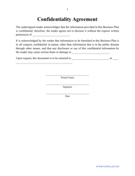 Business Plan Template, Page 3