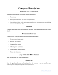 Business Plan Template, Page 5