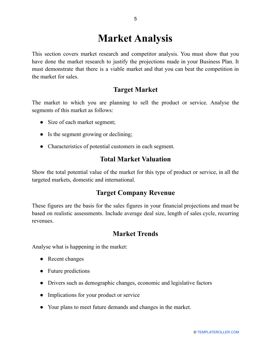 Business Plan Template, Page 7