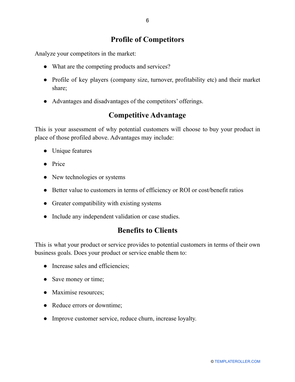 Business Plan Template, Page 8