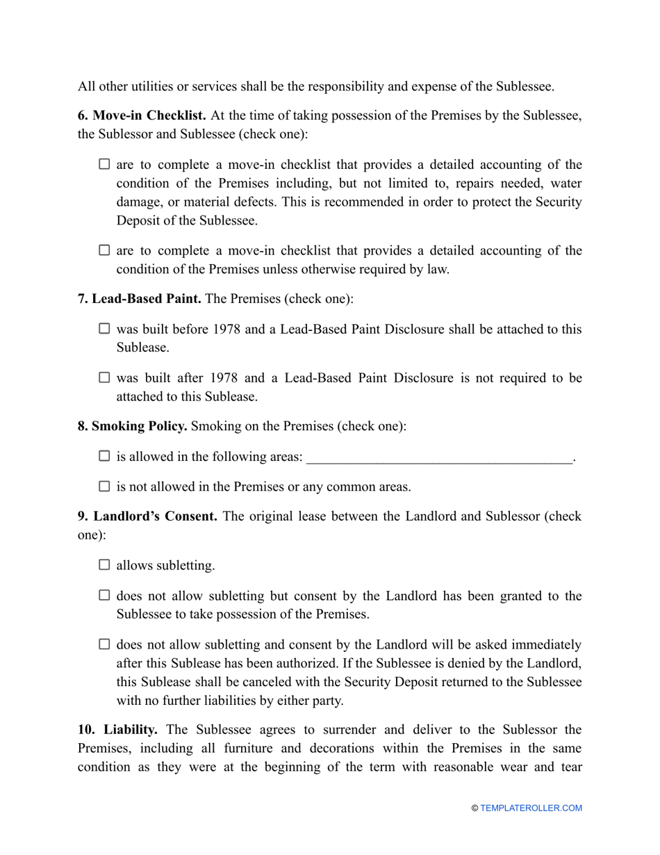 Sublease Agreement Template - Alabama, Page 2