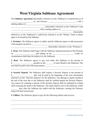 Document preview: Sublease Agreement Template - West Virginia