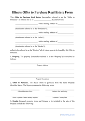 Document preview: Offer to Purchase Real Estate Form - Illinois