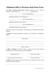 Offer to Purchase Real Estate Form - Oklahoma
