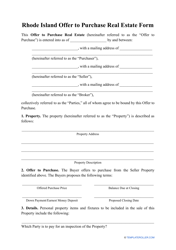 Offer to Purchase Real Estate Form - Rhode Island