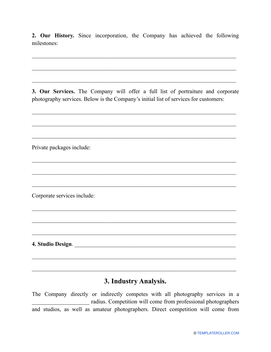 Photography Business Plan Template, Page 3