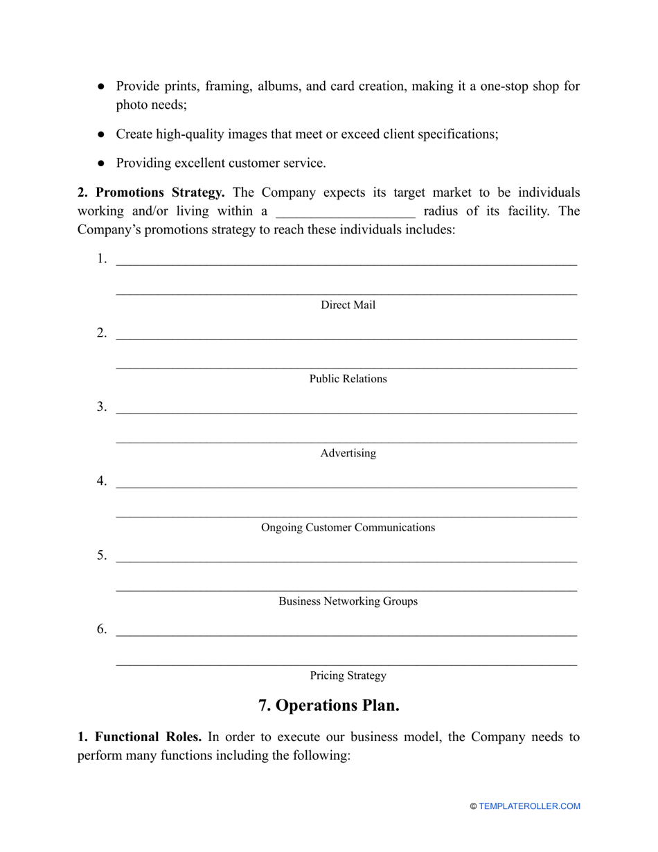 Photography Business Plan Template, Page 6