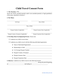 Document preview: Child Travel Consent Form