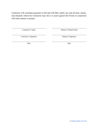 Mechanic Lien Release Form, Page 2