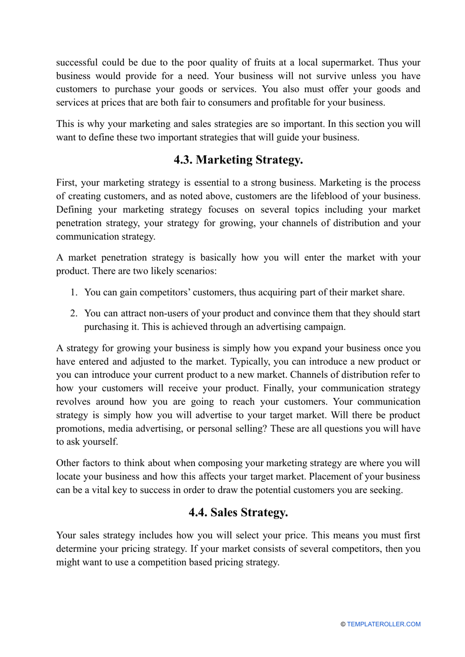 Farm Business Plan Template, Page 5