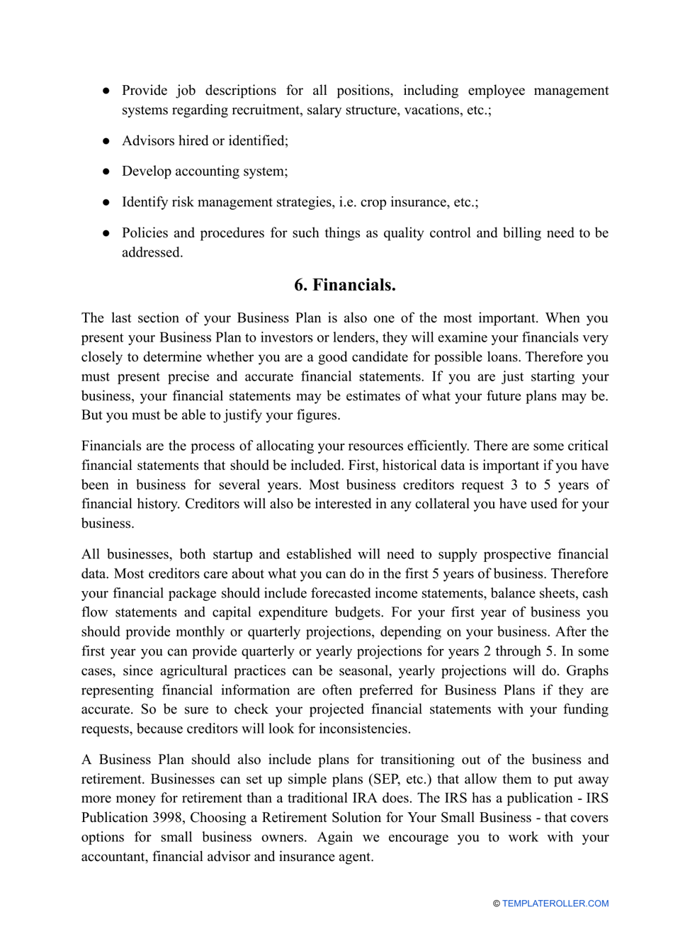 Farm Business Plan Template, Page 7