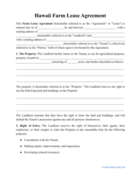 &quot;Farm Lease Agreement Template&quot; - Hawaii