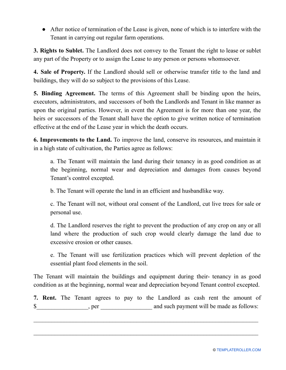 Farm Lease Agreement Template - Missouri, Page 2