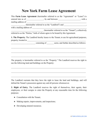 &quot;Farm Lease Agreement Template&quot; - New York